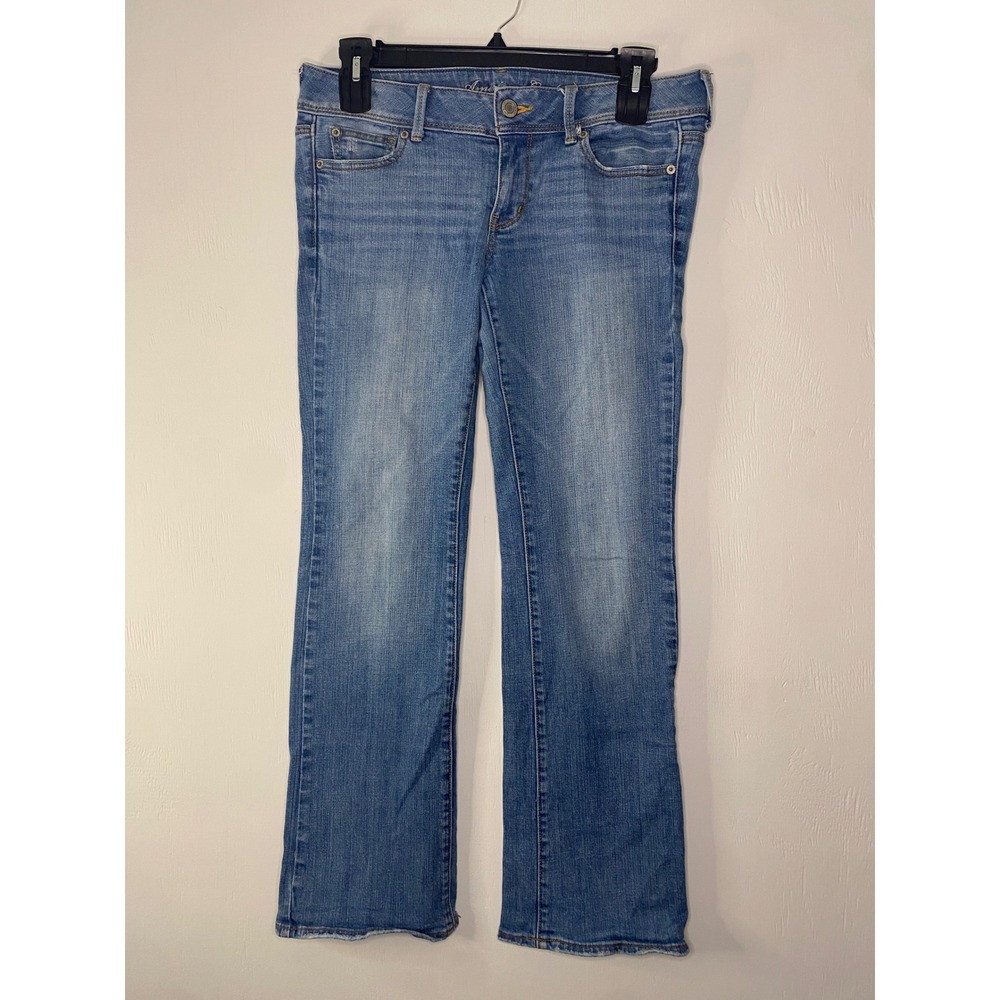 American Eagle Slim Boot Jeans Womens 10 Light Blue Stretch Low Rise 90s Y2K